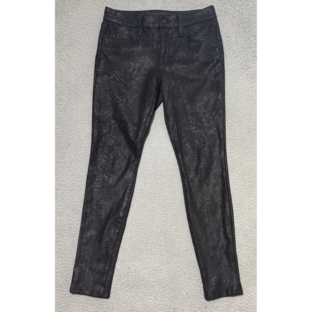 Joe's Mid Rise Skinny Ankle Snake Skin Jeans Womens size 26 x 27 Black Stretch